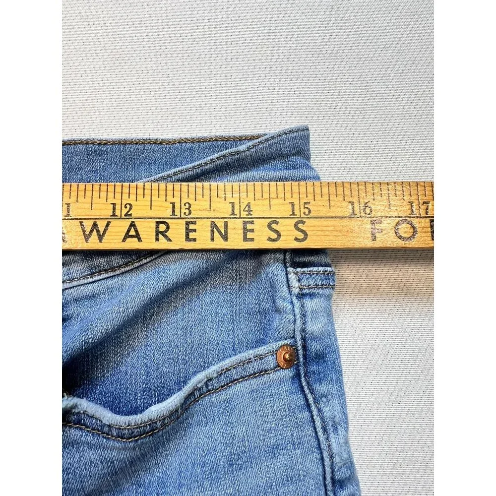 J.Crew Womens Straight Jeans Classic Button Fly Denim Stretch Size 30 Blue Solid